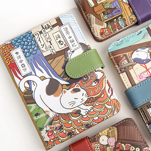 สมุดบันทึกแมว A6 Sakura สมุดบันทึกนักเรียน 日系樱花猫咪简约基础手帐学生日记本 6U2S สมุดบันทึก A6 แมว Sakura สมุดบันทึ