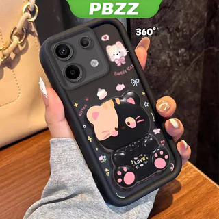เคสสําหรับ REDMI NOTE 13 4G REDMI NOTE 13 PRO 5G เคสโทรศัพท์ Softcase กันกระแทกการออกแบบใหม่ความงามที่มีผู้ถือ 360° กระจกแต่งหน้า แมวน่ารัก สําหรับเด็กผู้หญิง JTXMMZJ