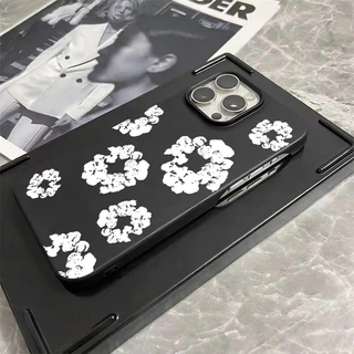 ดอกไม้พิมพ์เหมาะสําหรับ iPhone 12 ProMax เคสครึ่งฝาครอบ 16 Pro Max 14 11 Pro 15 Pro 17 13 XR 17 ProMax กันกระแทก Soft Scratch-Resistant Case