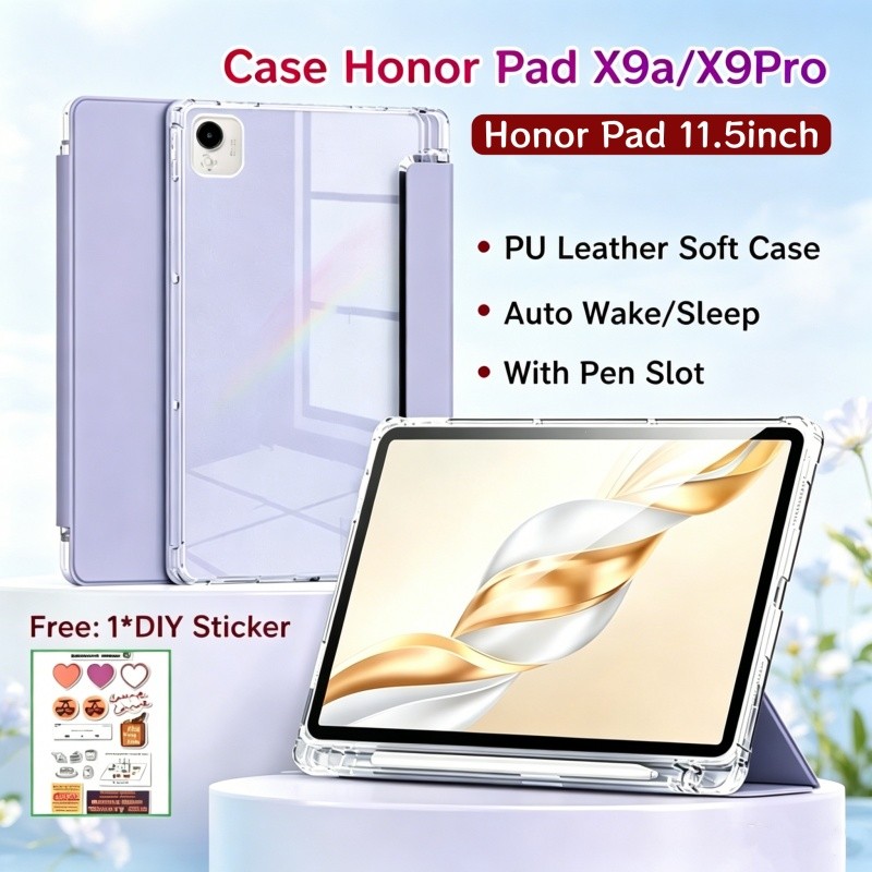 เคส Honor Pad X9a 11.5 นิ้วพร้อมช่องเสียบปากกาเคสแม่เหล็ก Honor Pad X9 Pro ฝาครอบด้านหลังโปร่งใส Hon