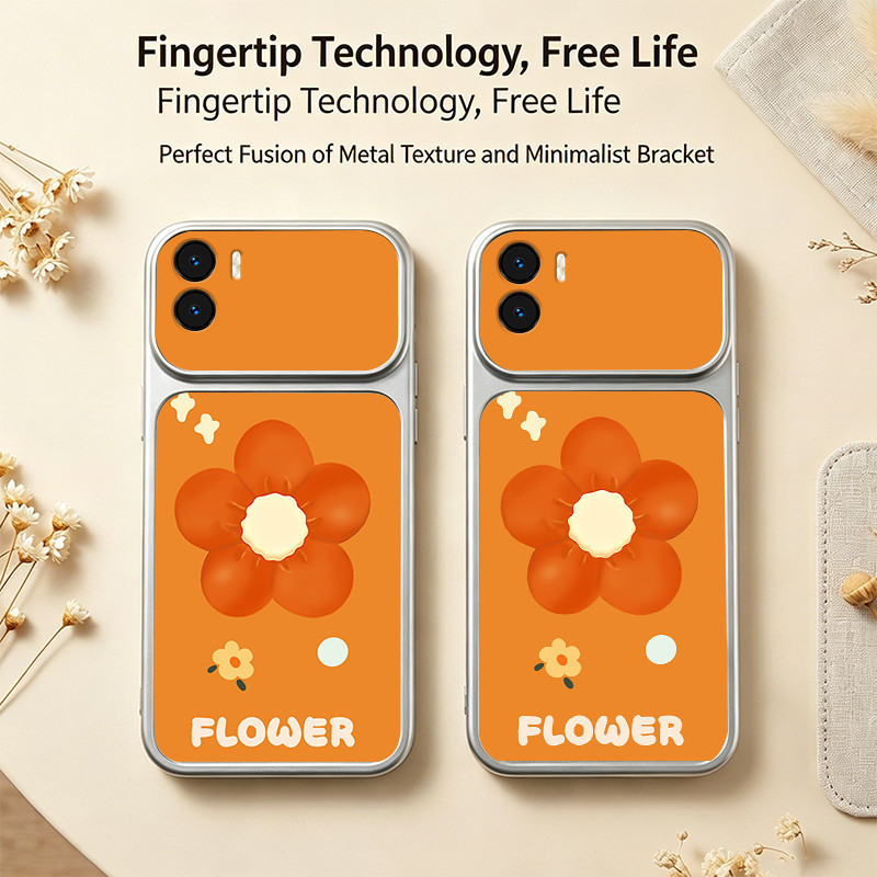 สําหรับ Redmi A1 A2 PLUS POCO C50 C51 4G โทรศัพท์กรณี Softcase ซิลิโคนกันกระแทกออกแบบใหม่ความงามน่ารักการ์ตูนสีส้มดอกไม้สําหรับชาย DSCSHD3