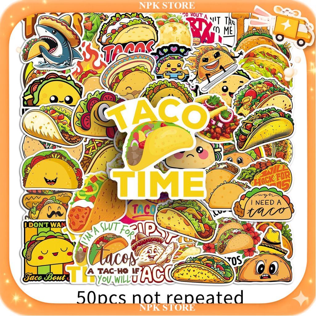 🔥🇹🇭พร้อมส่ง🇹🇭🔥 50แบบ Mexican Tacos Food Cartoon Sticker สติกเกอร์ทาโก้ อาหารเม็กซิกัน การ์ตูนน่ารัก 
