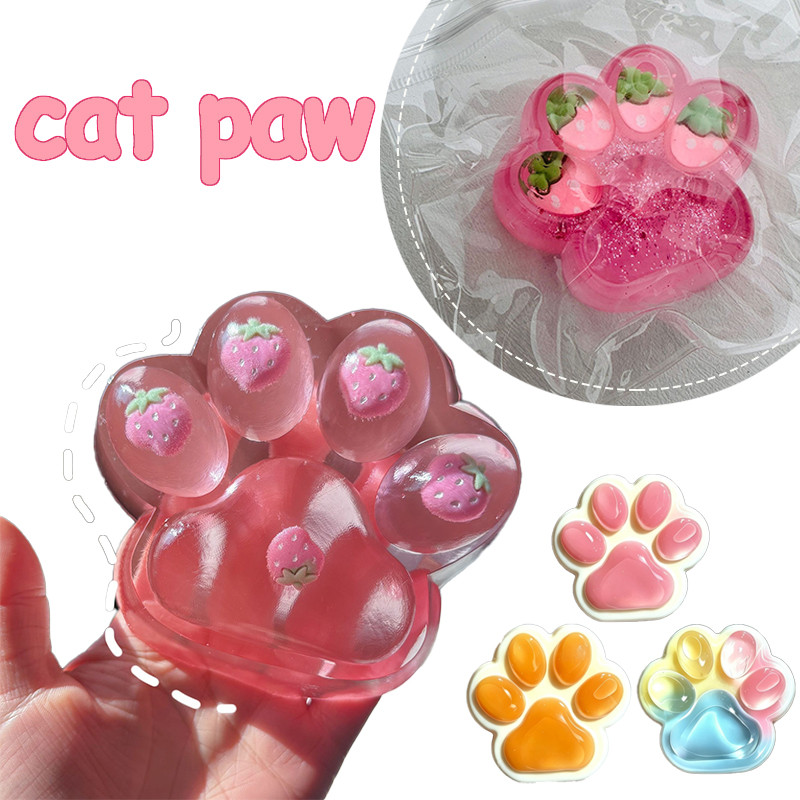 Jumbo Strawberry Cat Paw Squishy Vent ของเล่นช้า Rebound ความเครียดบรรเทาเด็กของขวัญ