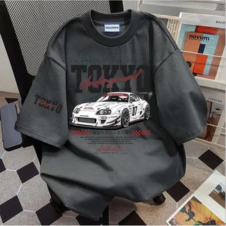 (จัดส่งตลอด 24 ชั่วโมง)AwenMoor เสื้อยืดผู้ชาย ลายพิมพ์รถแข่ง แฟชั่นเกาหลี เสื้อยืดคอกลมแขนสั้น ทรงoversize ผ้าฝ้าย