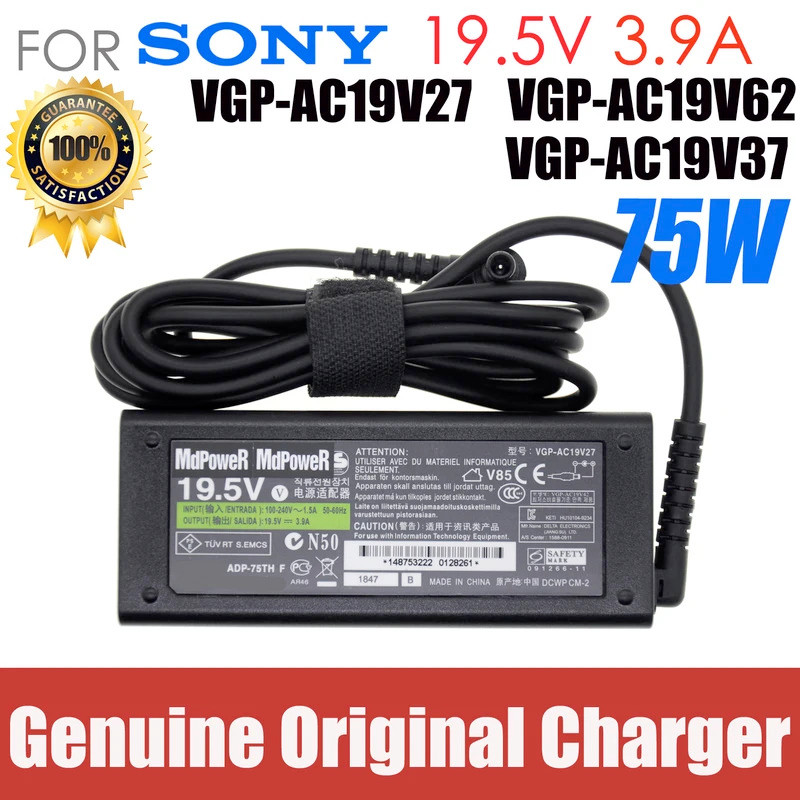 Original สําหรับ SONY VAIO 19.5V 3.9A 75W VGP-AC19V27/ V62 / V37/ V33 / V20 / V19 แล็ปท็อป AC อะแดปเ