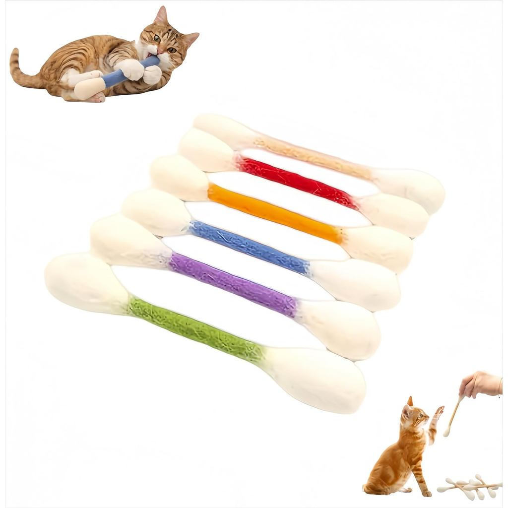 JXpxbao สําลีของเล่นแมวบรรจุ Catnip, สําลียักษ์, ของเล่นแมว Q-Tip, สําลีเหมาะสําหรับลูกแมว, 6 ชิ้น (