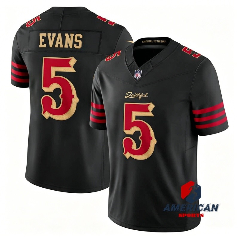 San Francisco 49ers สําหรับผู้ชาย #5 Mike Evans 2025-26 Rivalries Collection Black Limited เสื้อฟุตบ