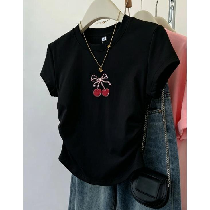 【ส่งจากไทย】เสื้อยืดผู้หญิงแฟชั่นสาวอวบสีขาว เสื้อยืดผู้หญิงน่ารักๆ มีหลายสีให้เลือก หลายรูปแบบ เสื้อพิมพ์ลาย เสื้อยืดสวย