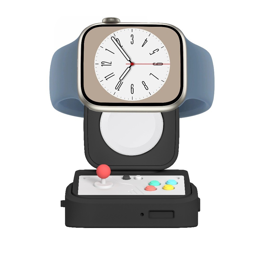 เข้ากันได้กับ iWatch ดีไซน์เครื่องเล่นเกมย้อนยุคสุดน่ารัก ฐานซิลิโคน ที่ตั้งนาฬกาสมาทวอช