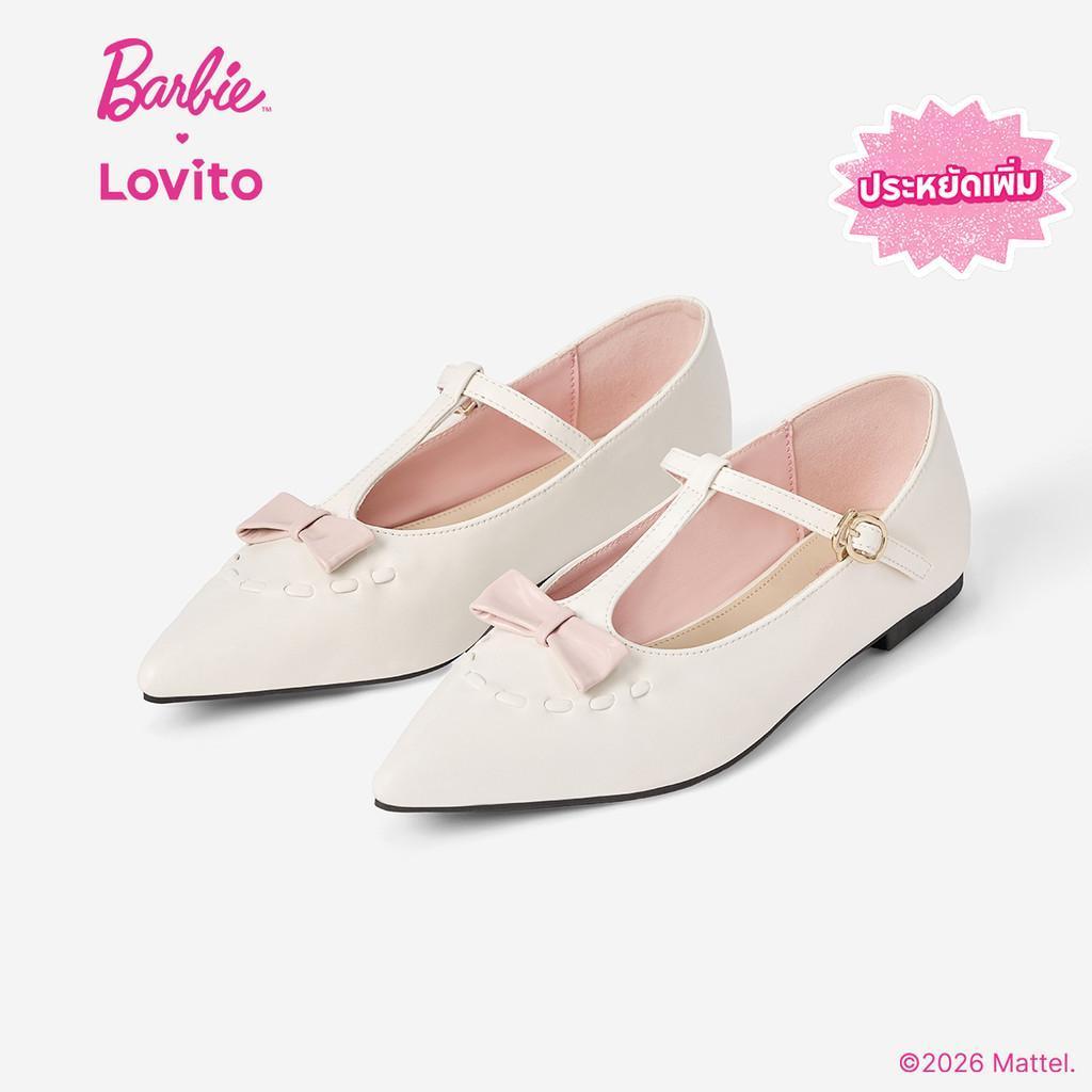 Barbie™ X Lovito รองเท้าบัลเล่ต์ผู้หญิงเรียบหรู BFBL3PAD052