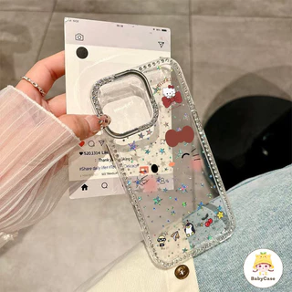 แมวKTน่ารักที่มีเคสโทรศัพท์เพชร เหมาะสำหรับ IPhone 17 16 13 16 14 ProMax 15 16 11 15 Plus Air 17 12 15 12PRO