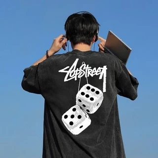 เสื้อยืดผู้ชายวินเทจ เสื้อยืด oversize 'dice' แขนสั้น คอกลม cotton 100% แฟชั่น แนวสตรีท ใส่สบาย ใส่ได้ทั้งชาย-หญิง 3XL