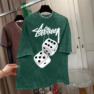 เสื้อยืดผู้ชายวินเทจ เสื้อยืด oversize 'dice' แขนสั้น คอกลม cotton 100% แฟชั่น แนวสตรีท ใส่สบาย ใส่ได้ทั้งชาย-หญิง 3XL
