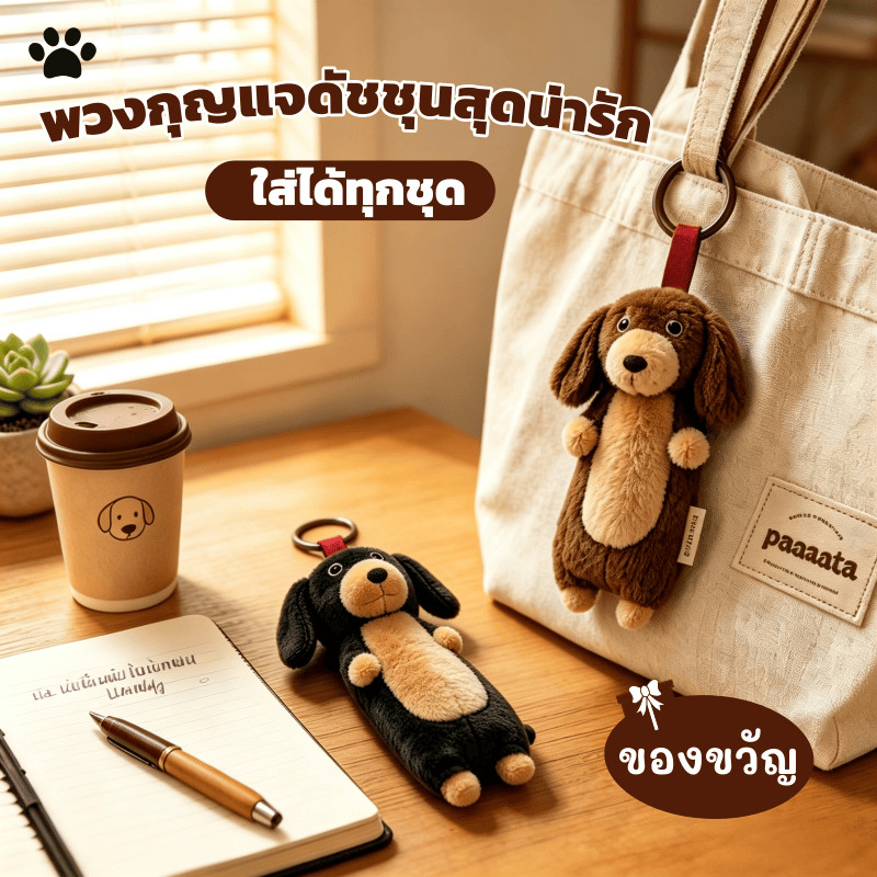 พวงกุญแจขนนุ่มหมาเดชชุนด์ พวงกุญแจตุ๊กตานุ่ม น่ารักแบบขี้เหร่ นุ่ม ไม่หลุดร่วง 16cm ใส่ได้ทุกชุด จี้ห้อยกระเป๋า