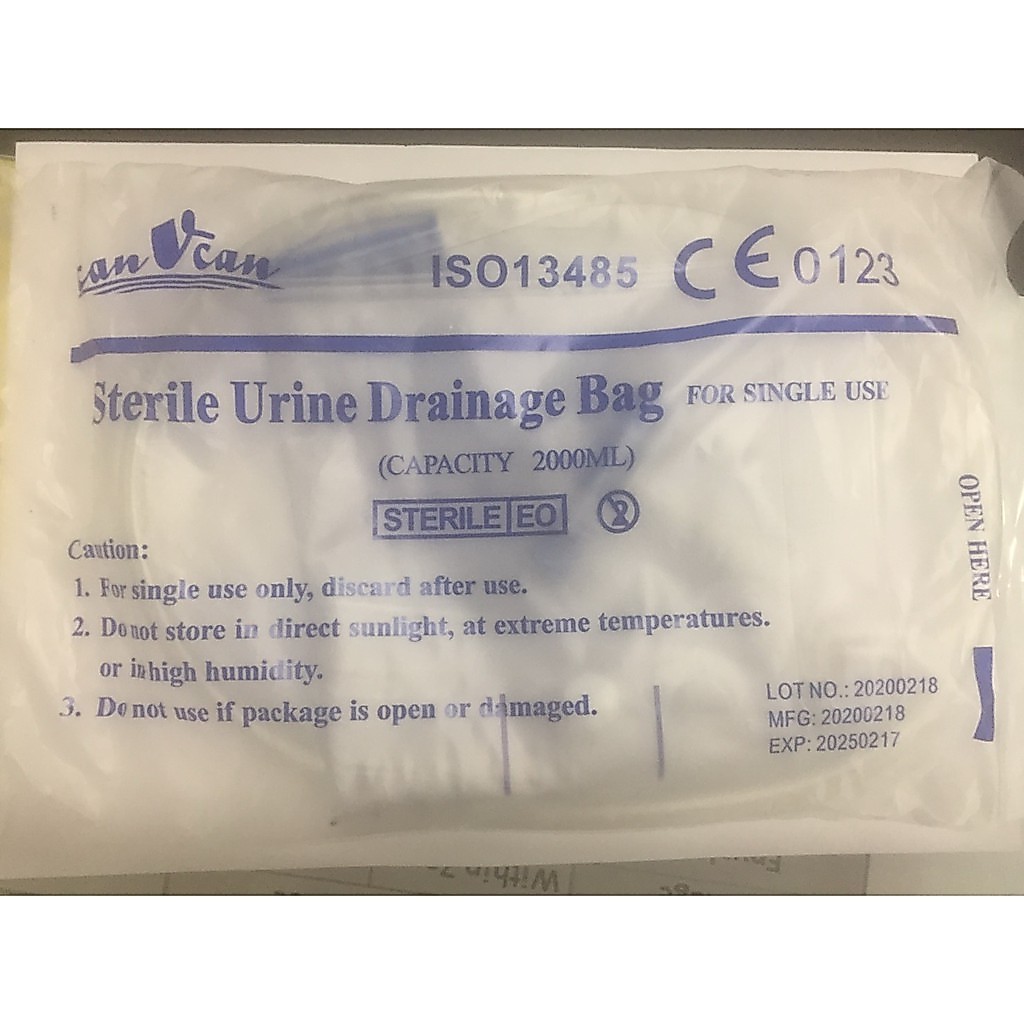 Taining Urine Bag ถุงปัสสาวะ ผู้ใหญ่ แบบเทล่าง พร้อมสาย ขนาด 2000 ml จำนวน 1 ถุง (04867)
