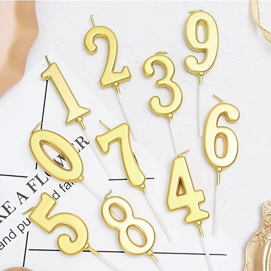 เทียน ตัวเลขสีทอง Classic Gold 0-9 Candle, Cake Decorating Candle, Party Candle, Birthday Candle, Cake Topper Number 0-9