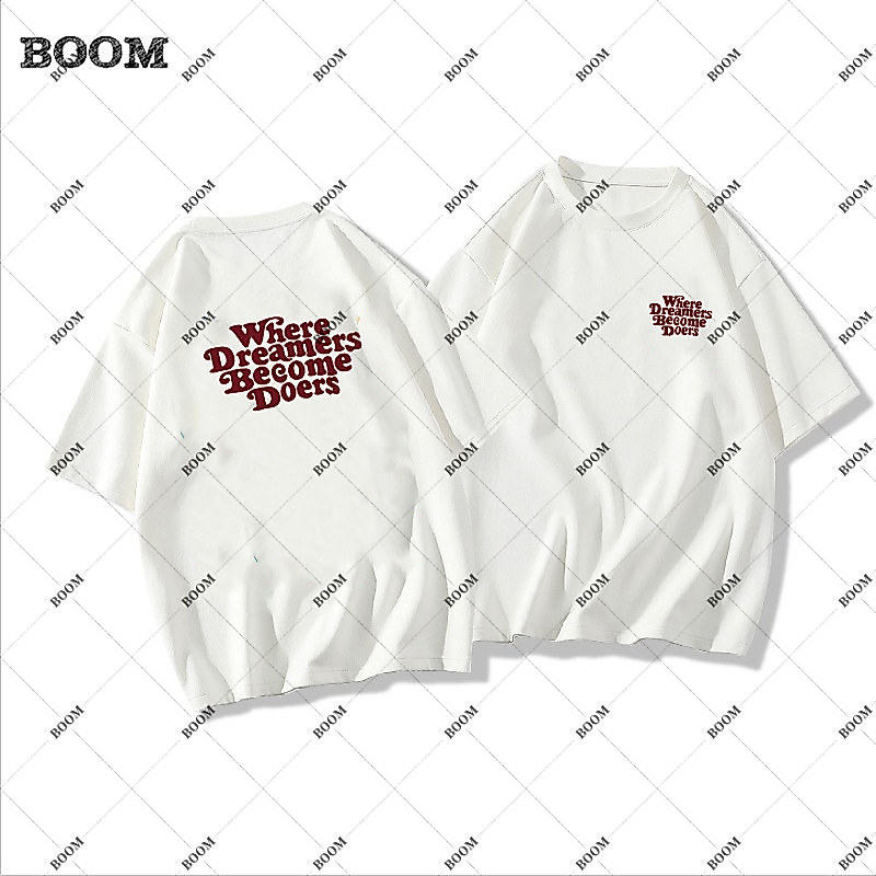（จัดส่งตลอด 24 ชั่วโมง）BOOM SHOP เสื้อยืดผู้หญิง oversize ผ้าคอตตอน100 พิมพ์ลาย เรโทร เสื้อเเฟชั่น