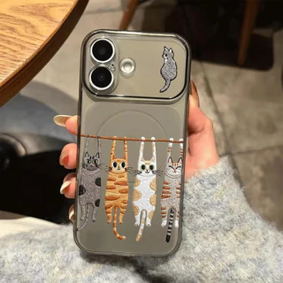 แมวน้อยสี่ตัว For iPhone เคสไอโฟน 11 12 เปลือกที่เรียบง่าย 13 14 15 16 17 PLUS B4PRO MAX X XS MAX XR 7/8PLUS