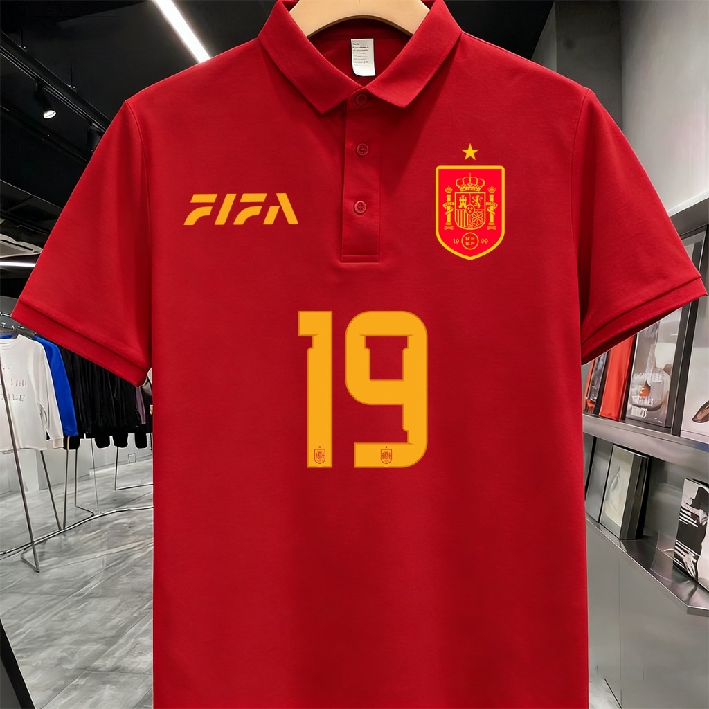 World Cup/Spain/Lamine Yamal Football T-shirt No.19 Lamine Yamal Fan jersey/Baju/แขนสั้น/Sport POLO 