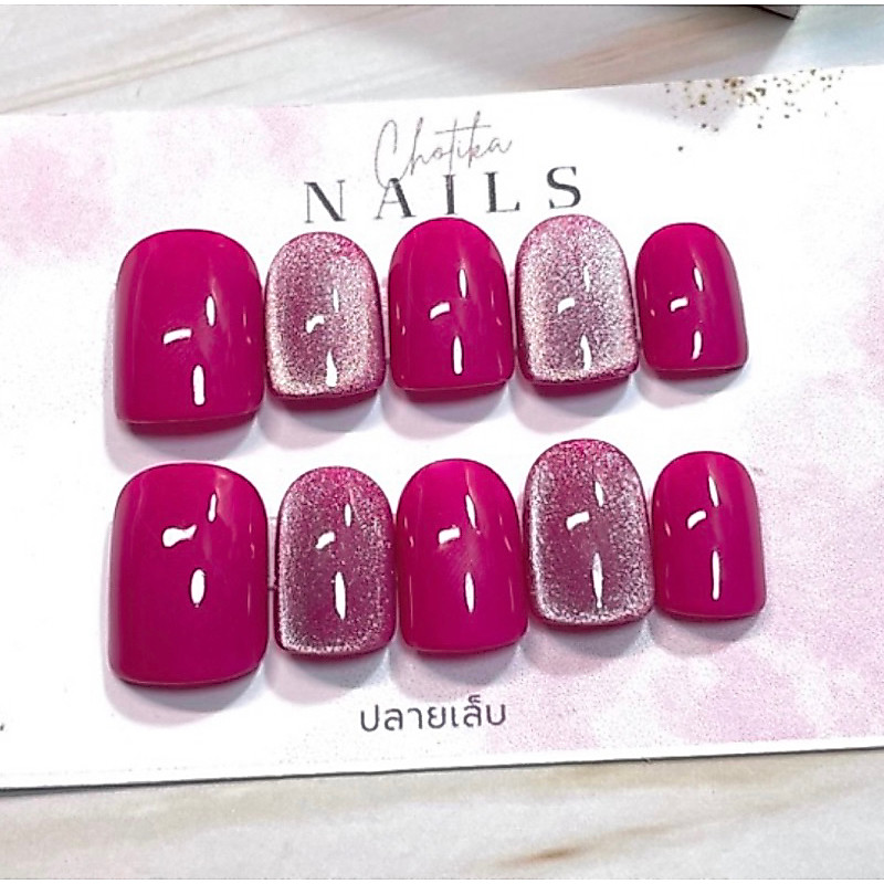 เล็บปลอมเจล/สีลูกเเก้ว42/สีเจลเเท้100%ทุกขั้นตอน (ฟรีกาว+ตะไบ)