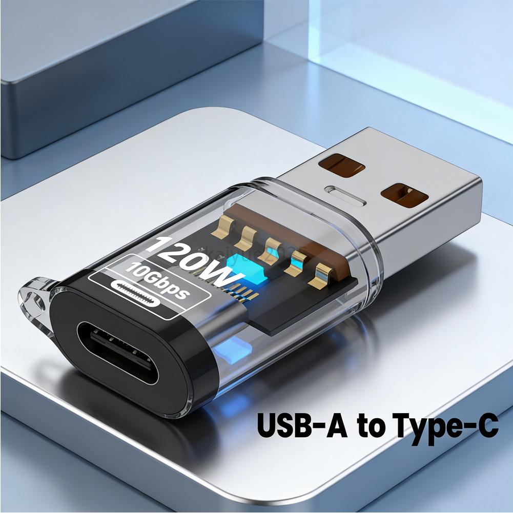 KAIYUE 120W Fast Charging USB3.2 Connectors USB A ถึง Type C อะแดปเตอร์ชายหญิง 10Gbps High-speed Data Transfer Converters สําหรับ Xiaomi 17T 17TPro