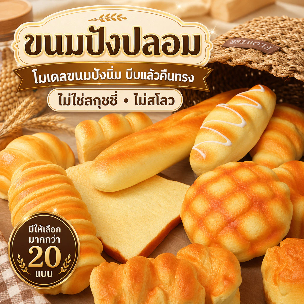 ขนมปังปลอม สัมผัสนิ่ม พร็อพถ่ายรูปตกแต่งร้าน - รูปที่ 1