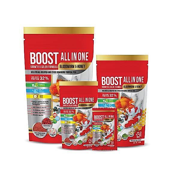 BOOST ALL IN ONE Bloodworm & Honey อาหารปลาผสมหนอนแดงและน้ำผึ้ง (เม็ดลอย) สำหรับปลาสวยงามทุกประเภท