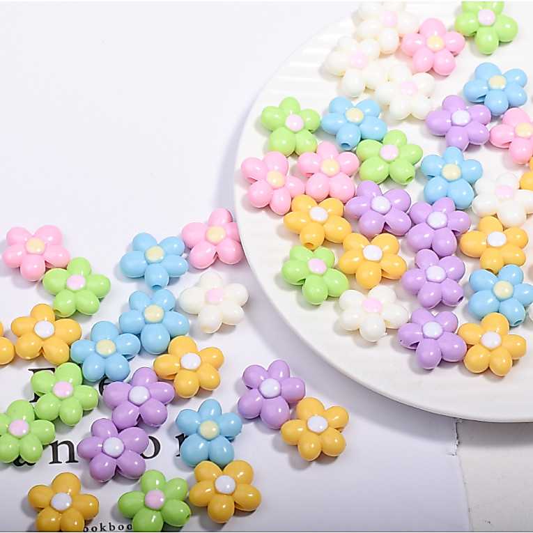 21มิลลิเมตรสีทึบห้ากลีบดอกไม้ลูกปัดแฮนด์เมดทําเองอุปกรณ์เสริมวัสดุ10ชิ้น