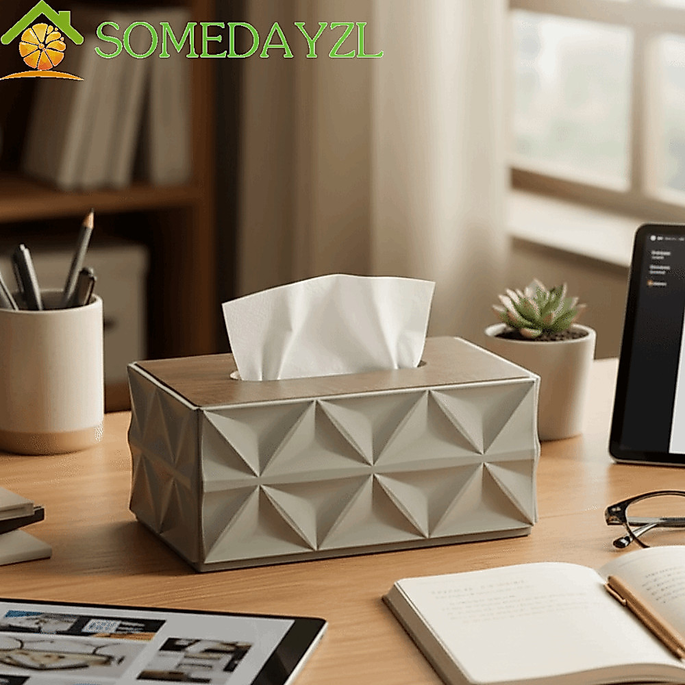 SOMEDAYZL กล่องทิชชู่ฝาไม้, ที่ใส่ผ้าเช็ดปากหรูหราสไตล์มินิมอล, ที่ใส่กระดาษเช็ดหน้าอเนกประสงค์สแควร์ความจุขนาดใหญ่กล่องกระดาษตั้งโต๊ะบนโต๊ะ