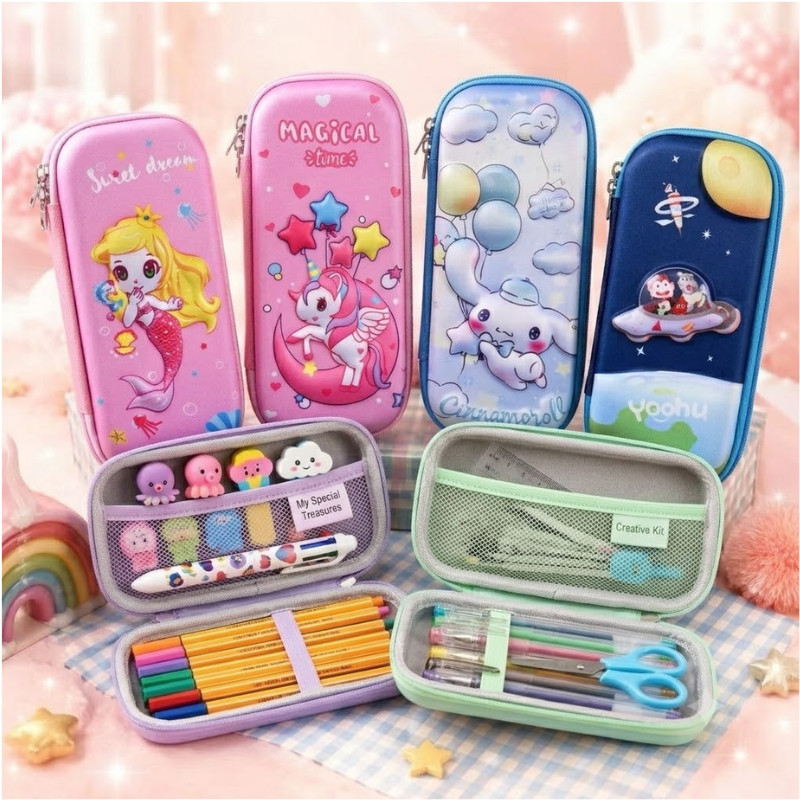 AA01HOME กล่องดินสอ 3 มิติ จุของได้เยอะ ช่องใส่ดินสอมีช่องสําหรับใส่ดินสอ อเนกประสงค์