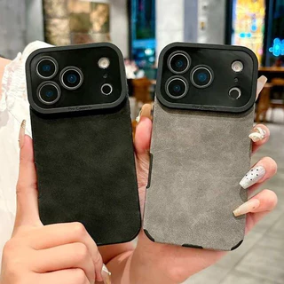 หนังหรูหรา Lambskinเคสโทรศัพท์กันกระแทกสําหรับiPhone 17 16 Pro Max Air 15 14 13 12 11 Pro XS Max X XR 7 8 SE2 Matte Cove