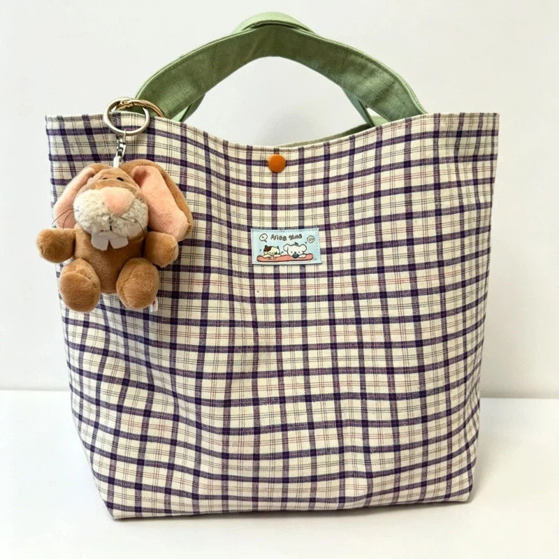 [Ready stock] กระเป๋าผ้าแคนวาสความจุขนาดใหญ่ Retro Beige Pattern Handbag Commuter All-Match