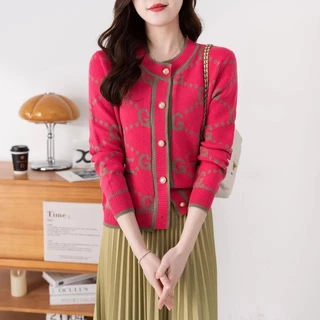 【🚚พร้อมส่งจากไทย】เสื้อสเวตเตอร์ถักแขนยาวสำหรับสุภาพสตรี เสื้อกันหนาวพร้อมปุ่ม หลายสีในสต็อก