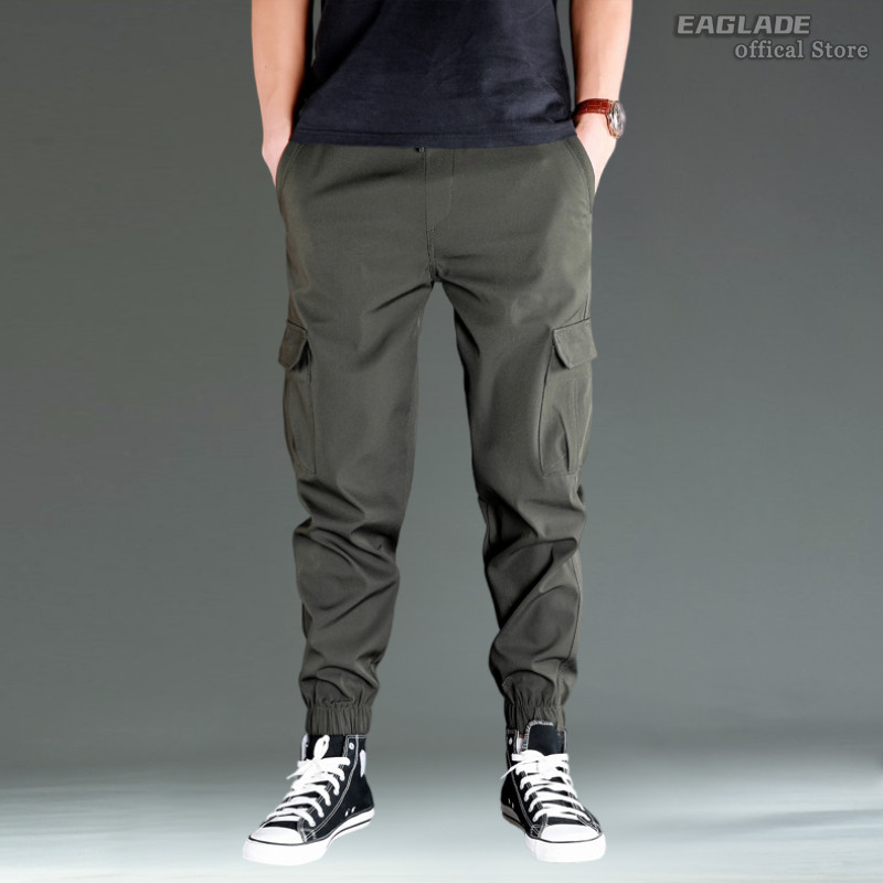 กางเกงcargoเอากลายด์ สไตล์ยูทิลิตี้สีเขียวสำหรับผู้ชาย A01 - รูปที่ 2
