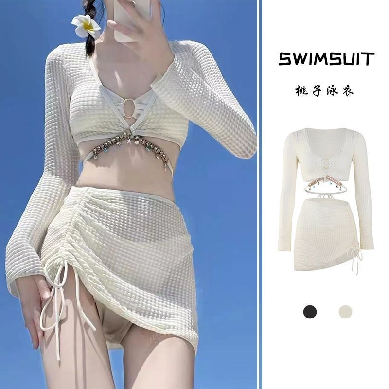 ชุดว่ายน้ำผู้หญิง Pure Desire 4 ชิ้น ดีไซน์ Sweet Slimmer Laced-Up สำหรับวันพักผ่อนและว่ายน้ำที่ชายห