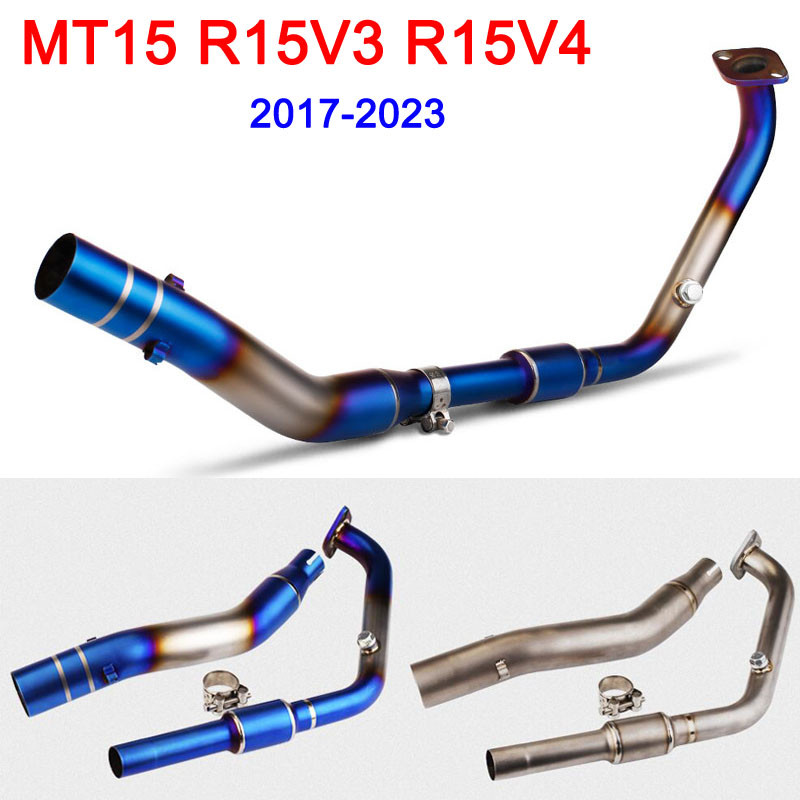 MT15 R15 V3 V4 รถจักรยานยนต์ไอเสียเต็มระบบท่อเหล็ก Header ท่อสําหรับ Yamaha MT15 R15 V3 V4 2017-2023