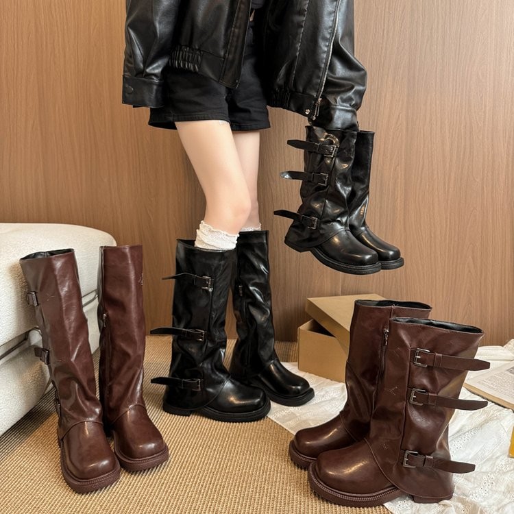 รองเท้าแฟชั่นสำหรับสุภาพสตรี แบบสวมรอบนิ้วเท้า ส้นต่ำ ทรงหลวม