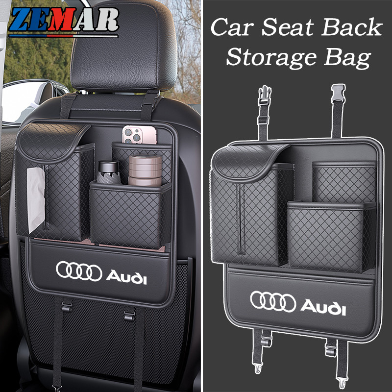 Audi ถุงเก็บข้อมูลหลังที่นั่งรถ กระเป๋าเนื้อเยื่อ กระเป๋าเก็บรถแขวน กล่องเก็บรถมัลติฟังก์ชั่น A3 8l 