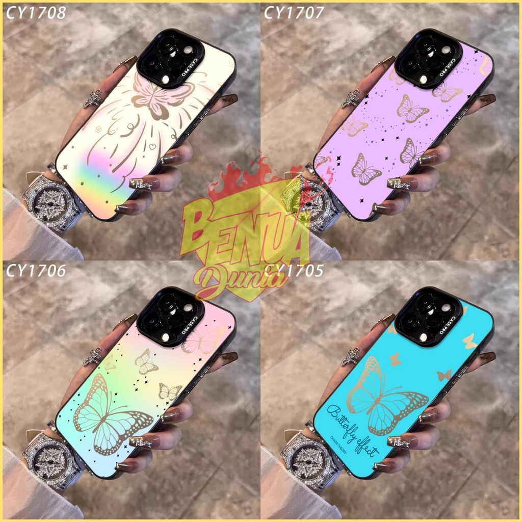 IMD BLACK BUTTERFLY MOTIF CASE สําหรับ REALME 3 PRO 5 5S 5i 6 7i C17 8 4G 8 PRO 8i 9i 10 4G 11 4G 12