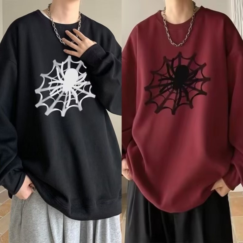 American High Street Street Wear All-Match Spider Print Hoodie