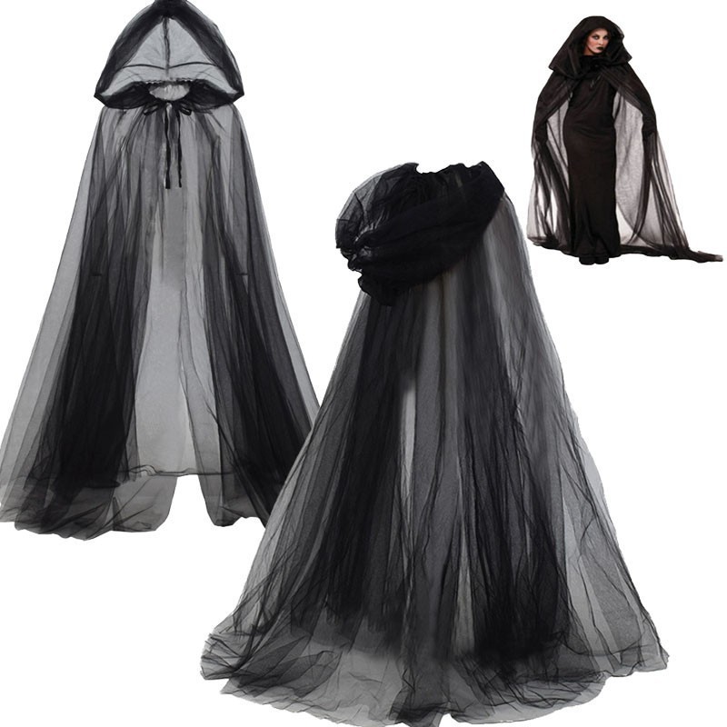 เสื้อคลุมยาวคอสเพลย์ แบบผีหรือแม่มด ทำจากผ้าความตาย สำหรับงานHALLOWEEN