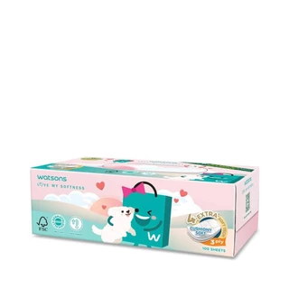 Watsons วัตสัน กระดาษทิชชูกล่อง (Watsbag 3) หนา3ชั้น x 100แผ่น.ขอสงวนสิทธิ์ในการเลือกลายสินค้