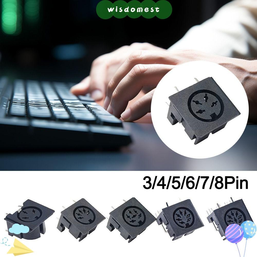 WISDOMEST DIN Mini Jack, 3 4 5 6 7 8 Pin 4 P/5 P/6 P/7 P/8 P PCB แผง Mount DIN ซ็อกเก็ตหญิง, DIN ซ็อ