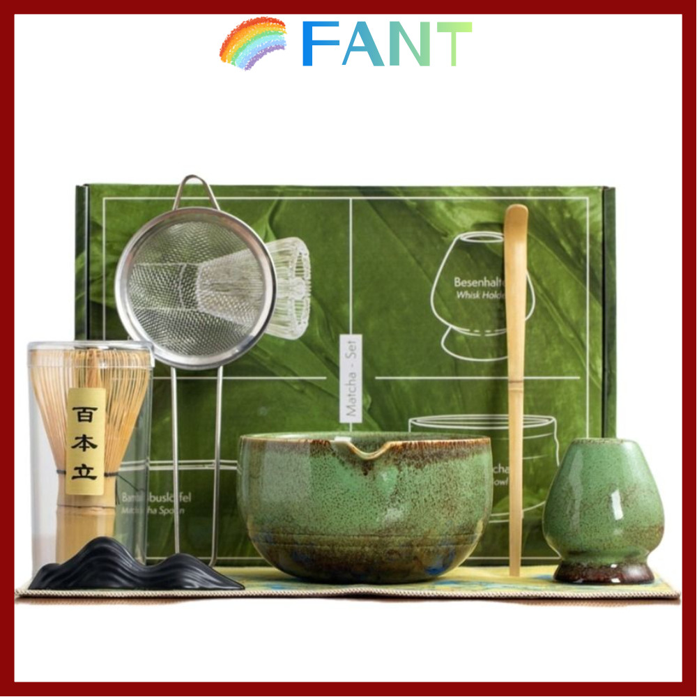 FANT 7PCS ชุดชามัทฉะ,แบบดั้งเดิมReusable Japanese Matcha Whisk,ไม้ไผ่เซรามิคชาเขียว Whisk เครื่องมือชงชา