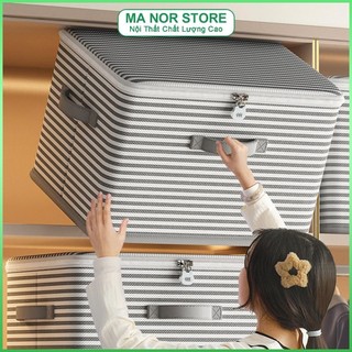 MA NOR Hộp Đựng Quần Áo Vải Có Nắp Hộp Đựng Đồ Đa Năng Bông Dày Nhiều Kích Cỡ Có Sẵn Thiết Kế Sọc Thời Trang