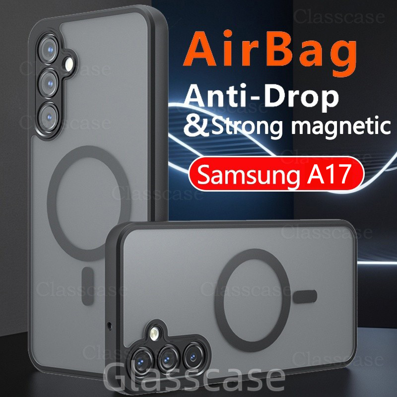 ปลอกสําหรับ Samsung Galaxy A07 A17 A27 A37 A57 07 A 17 Lte 4G 5G Anti-Scratch โปร่งใส Frosted พร้อมแม่เหล็กเคสโทรศัพท์กันกระแทกป้องกันลายนิ้วมือ Hard ฝาหลัง
