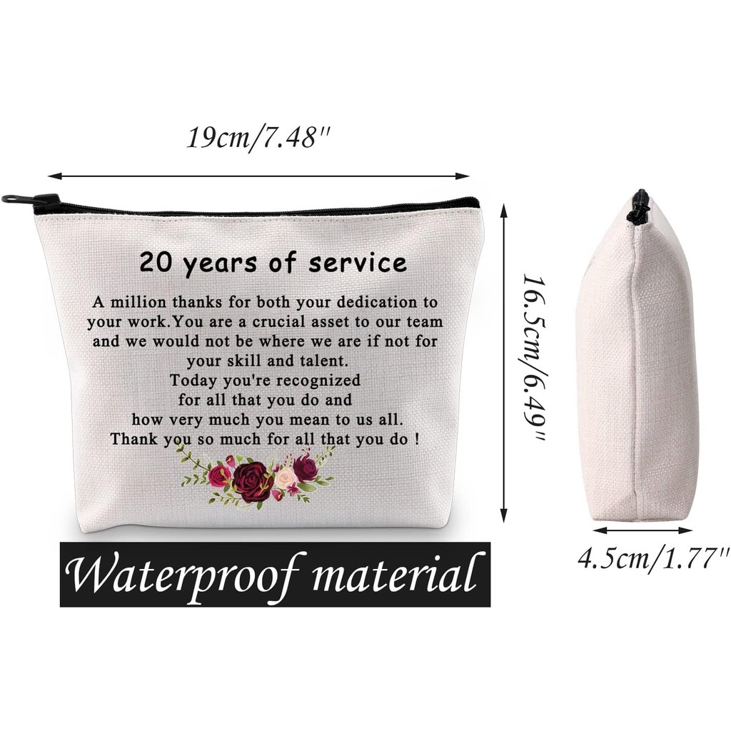 JNAP 20th Work Anniversary Present 20 Years Work Service Cosmetic Bag 20 Years Work Anniversary Make