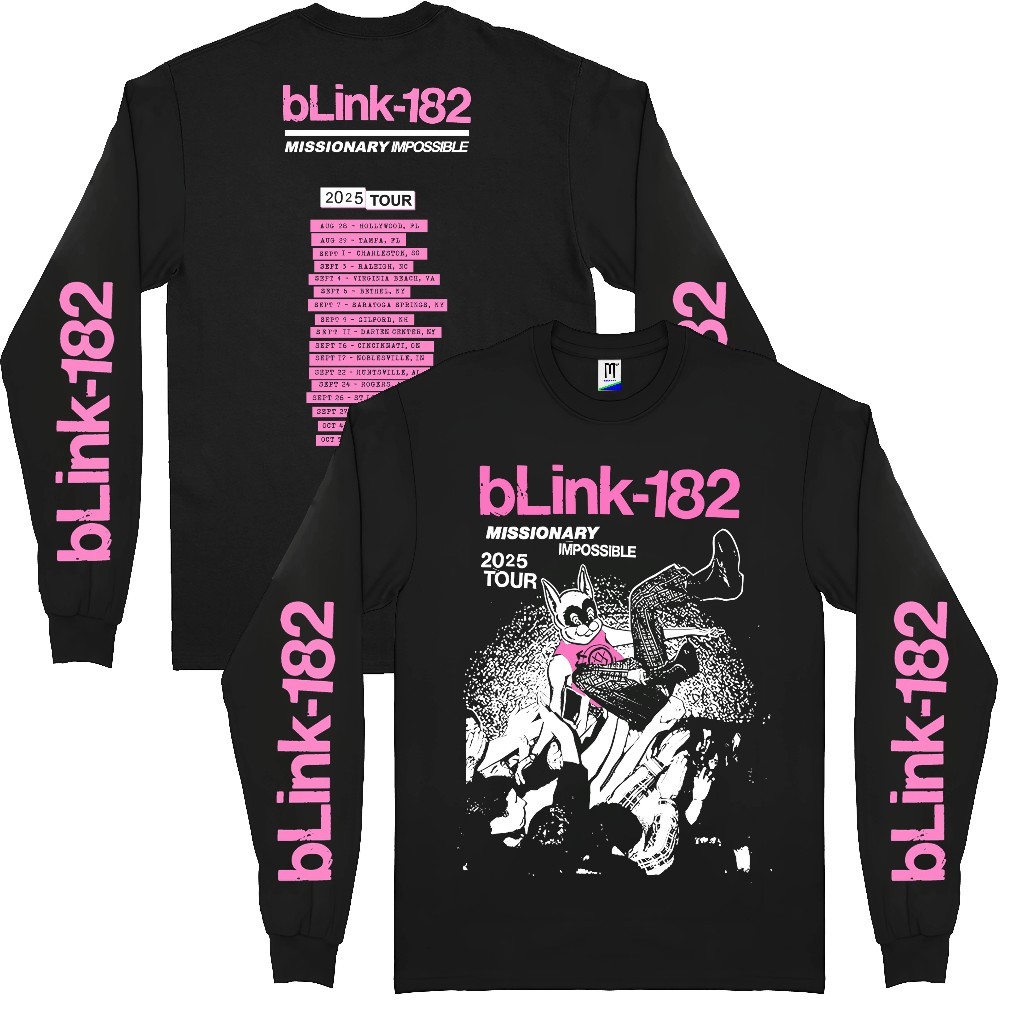 เสื้อยืดพริ้นท์blink 182 - Mission Impossible Tour 2025 แขนยาว