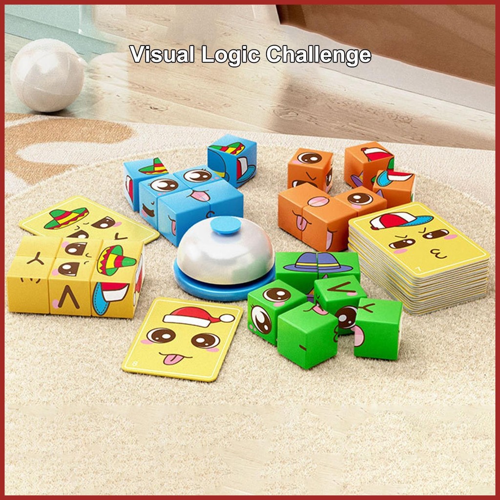Face Changing Cube เกม Face Expression Cube Puzzle Building Blocks ชุดรูปแบบเกมจับคู่สําหรับอายุ 3 ป