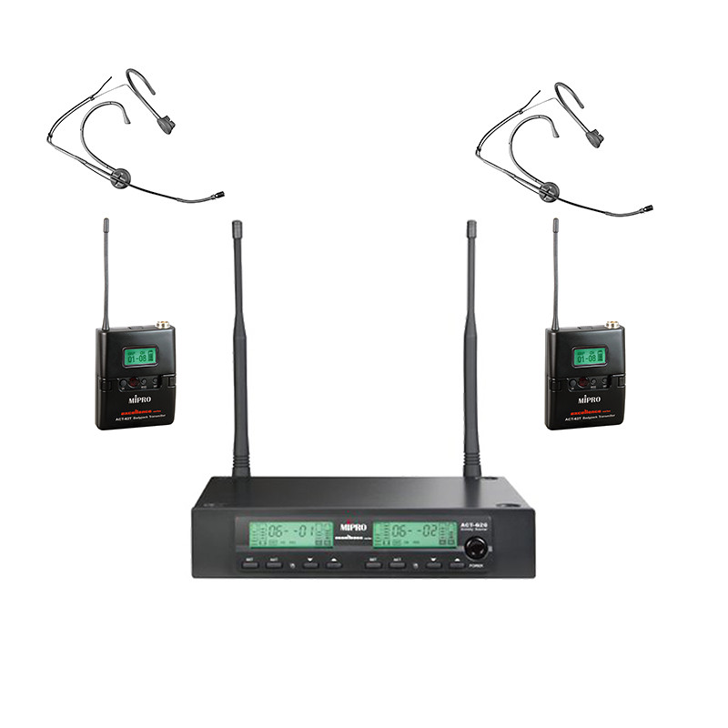 ไต้หวัน Mibao MIPRO ACT-626 หนึ่งสําหรับสองประสิทธิภาพเวทีไร้สายชุดหูฟังแบบหนีบเสื้อแบบใช้มือถือไมโค
